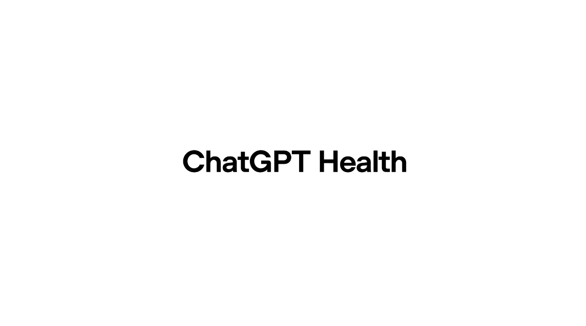 A minimalist graphic featuring the ChatGPT Health logo in black sans-serif text against a plain white background, signaling the new OpenAI ChatGPT Health initiative